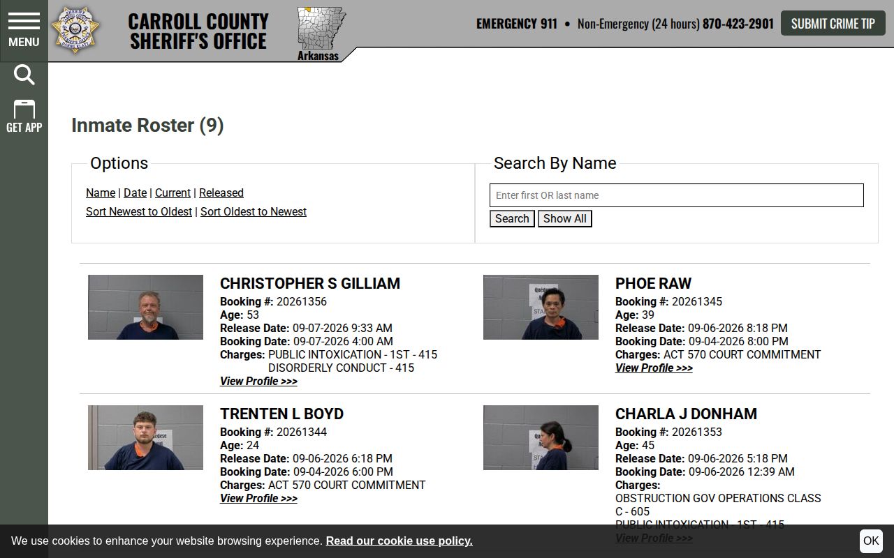 Carroll County official 48-hour release record view