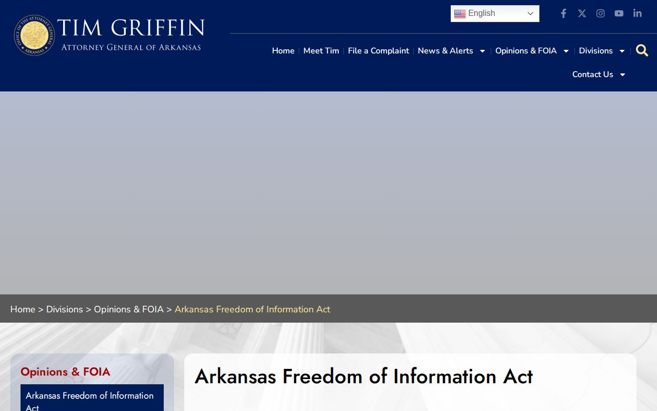 Arkansas Attorney General Freedom of Information Act overview